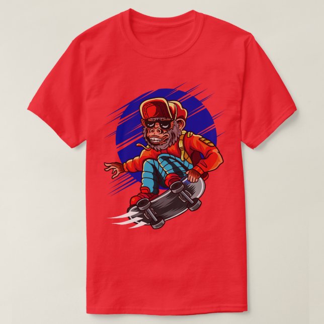 Affe Skater Skateboard Skateboard Skateboarden T-Shirt (Design vorne)