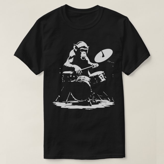 Affe spielt am Schlagzeug T-Shirt (Design vorne)