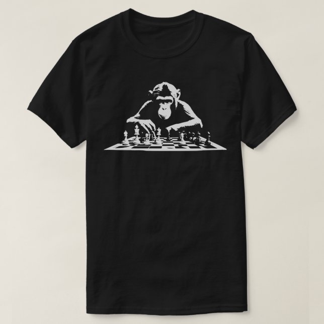 Affe spielt Schach T-Shirt (Design vorne)