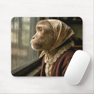 Affe starrt in den Regen hinaus Mousepad