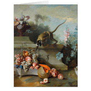 Affe trägt Blumen-feine Kunst-Geburtstag L Karte