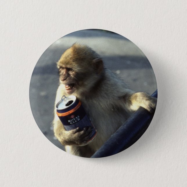 Affe-Trinken Button (Vorderseite)