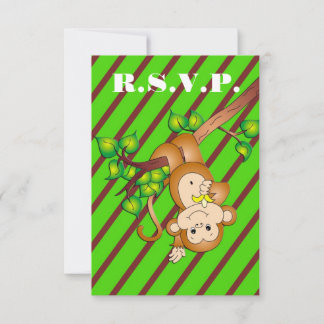 Affe um Baby Dusche R.S.V.P-Karte - grün RSVP Karte