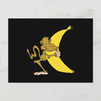 Affe umarmt Banane Postkarte