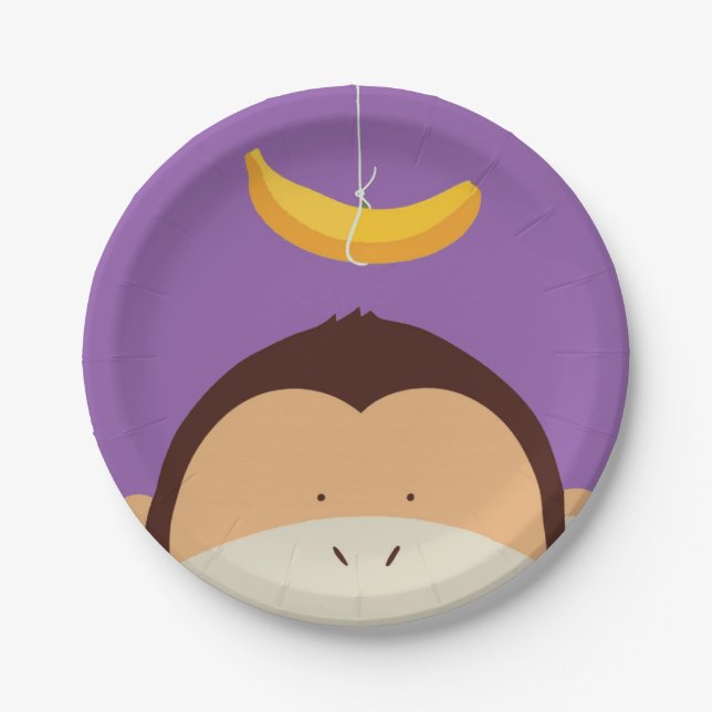 Affe und Banane Pappteller (Vorderseite)