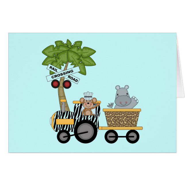 Affe-und Flusspferd-Zug-T-Shirts und Geschenke (Vorderseite (Horizontal))