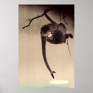 Affe und Mond Ohara Koson Anfang des 20. Jahrhunde Poster