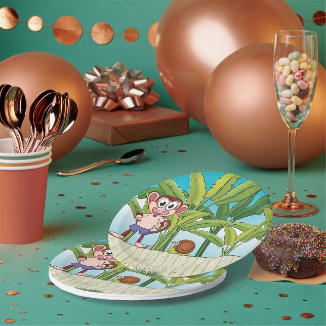 Affe und Schnecke im tropischen Dschungel Pappteller (Von Creator hochgeladen)