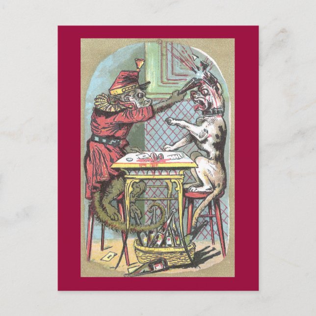 Affe Wallops Bulldog mit Weinflasche Postkarte (Vorderseite)