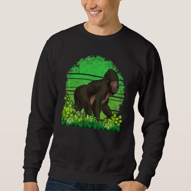 Affe  Wildtiere Gorilla  Menschenaffe Retro Gorill Sweatshirt (Vorderseite)