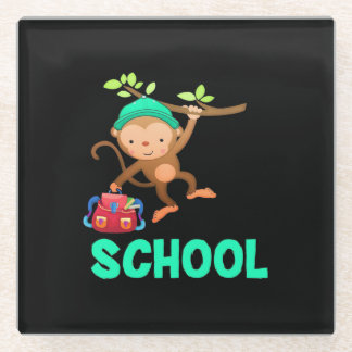 Affe zurück zur Schule Glasuntersetzer