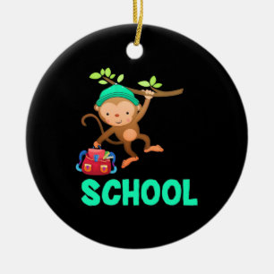 Affe zurück zur Schule Keramik Ornament