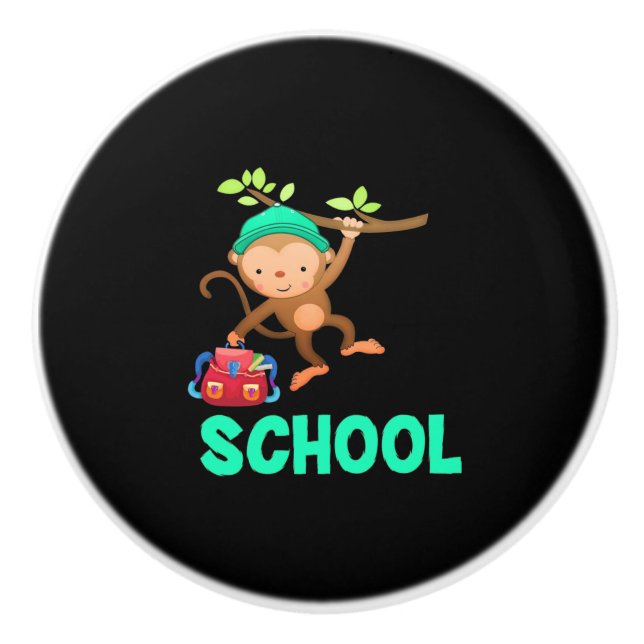 Affe zurück zur Schule Keramikknauf (Vorderseite)
