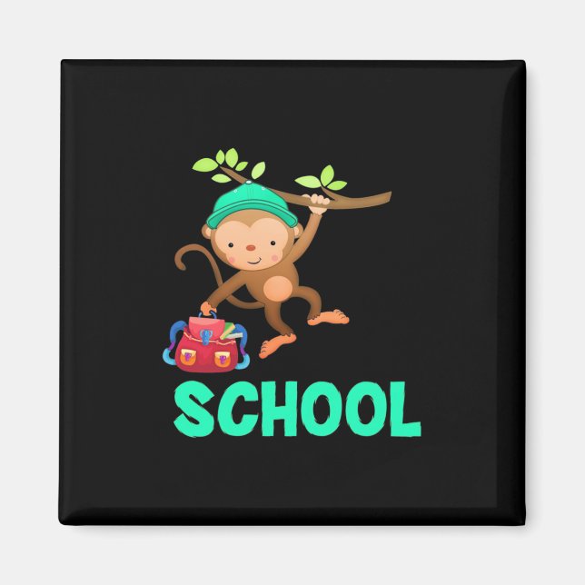 Affe zurück zur Schule Magnet (Vorne)