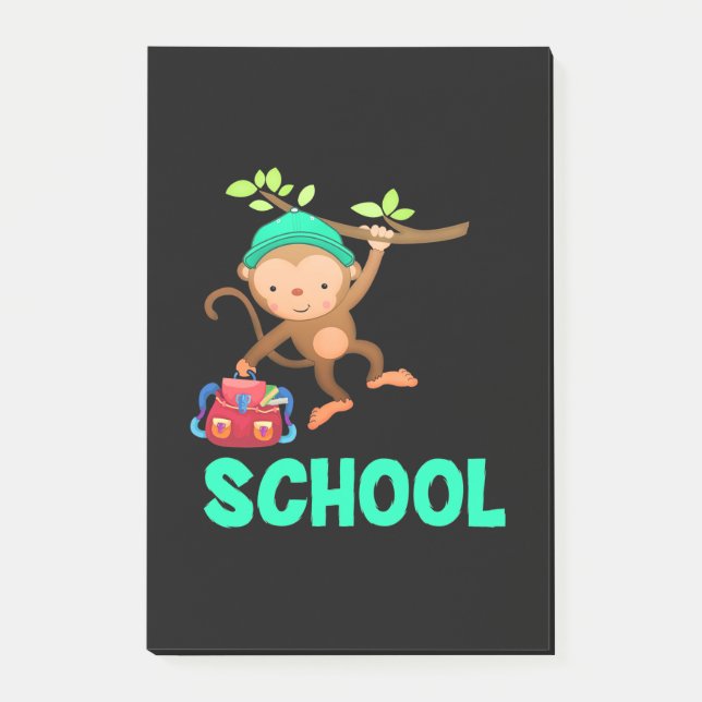 Affe zurück zur Schule Post-it Klebezettel (Vorderseite)