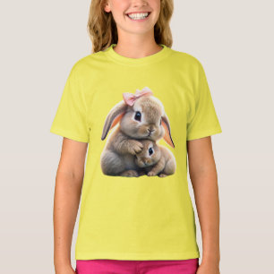 Affektierter Kaninchen- und Baby-Kids-T - Shirt