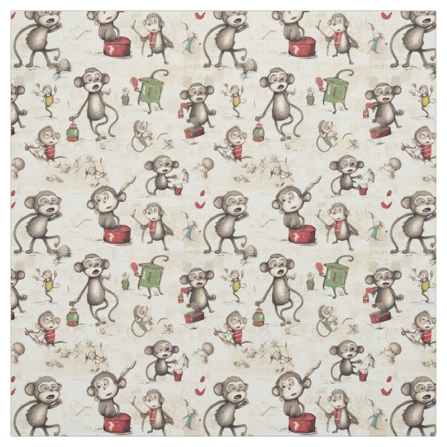 Affen-Abenteuer: Whimsy-Affe Stoff (Muster)