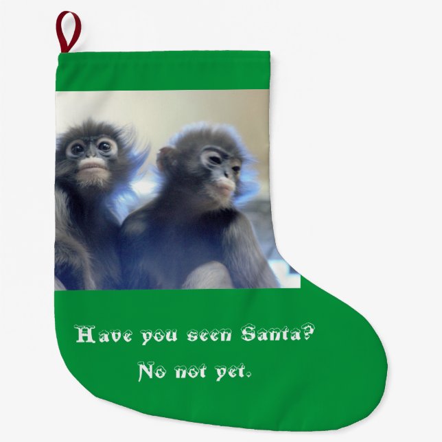 Affen auf der Suche nach Santa Großer Weihnachtsstrumpf (Vorderseite)