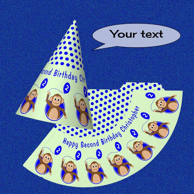 Affen aus 2. Geburtstag, blau grün Partyhütchen (Von Creator hochgeladen)