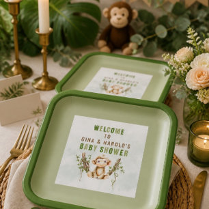 Affen-Baby-Party personalisierte Papierplatten Pappteller