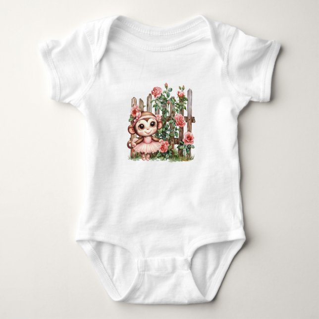 Affen-Ballerina Baby Strampler (Vorderseite)