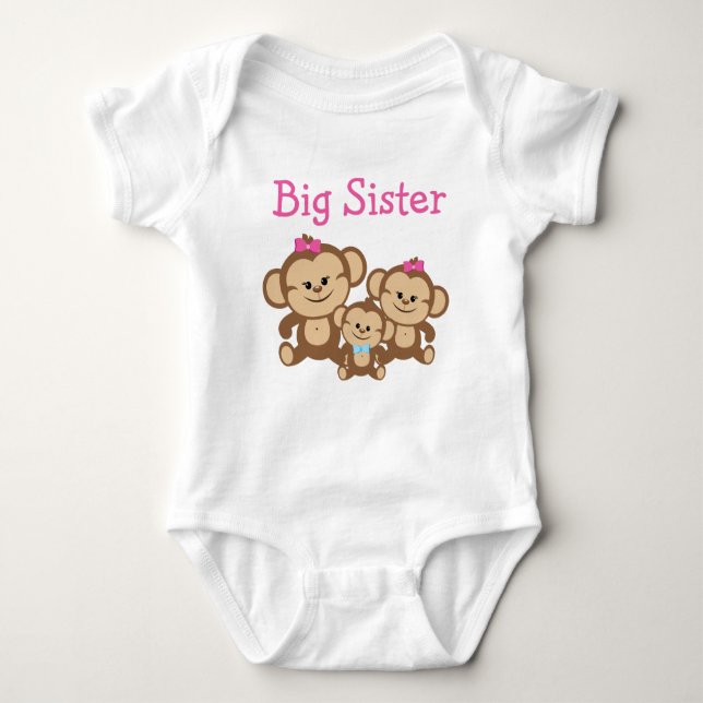Affen Big Sister Baby Strampler (Vorderseite)