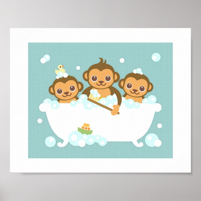 Affen Blase Bath Poster drucken (Vorne)