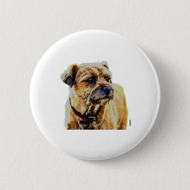 Affen Border Terrier Button (Vorderseite)