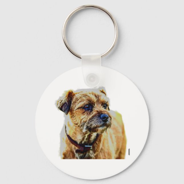 Affen Border Terrier Schlüsselanhänger (Vorderseite)