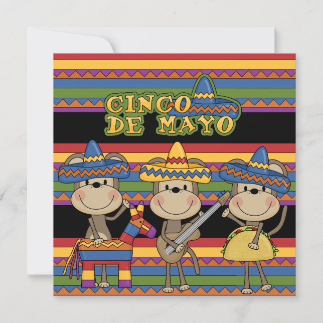 Affen Cinco de Mayo Custom Birthday Einladungen (Vorderseite)