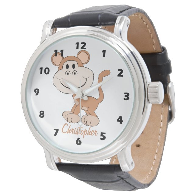 Affen-Design personalisiert Armbanduhr (Schrägansicht)
