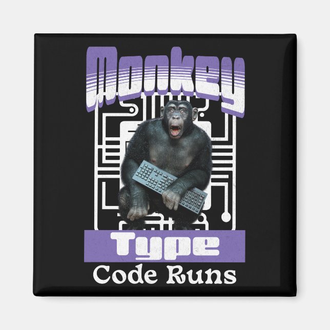 Affen, die Code tippen, bringen Programmiererhumor Magnet (Vorne)
