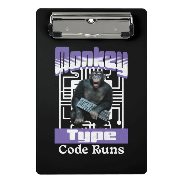 Affen, die Code tippen, bringen Programmiererhumor Mini Klemmbrett (Vorderseite)