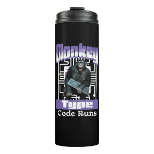 Affen, die Code tippen, bringen Programmiererhumor Thermosbecher