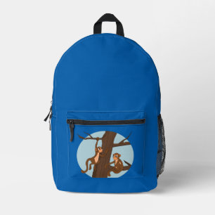 Affen, die Karikatur eines Baumes erklimmen  Bedruckter Rucksack