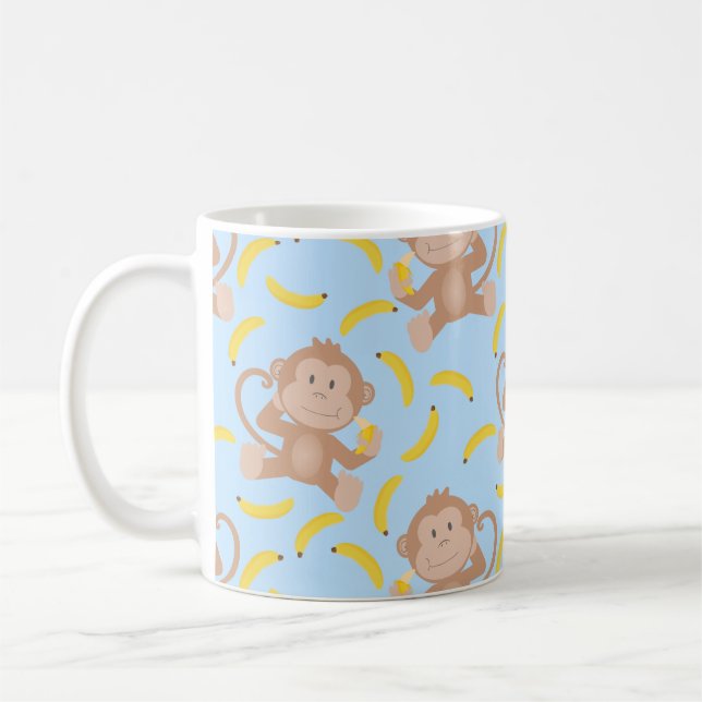 Affen essen Banana Blue Kaffeetasse (Links)