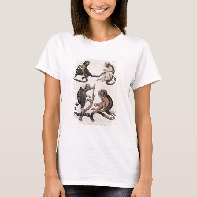 Affen (farbige Litho) T-Shirt (Vorderseite)