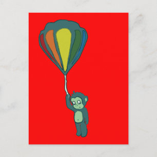 Affen Heißluftballon Tinte Postkarte