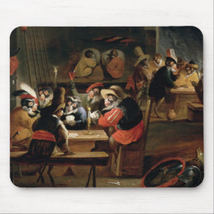 Affen in einer Taverne, Detail des Kartenspiels Mousepad