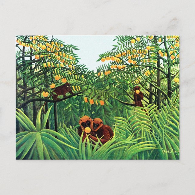 "Affen in Orange Grove" von Henri Rousseau Postkarte (Vorderseite)