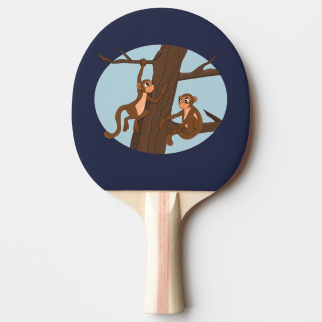 Affen klettern auf dem Baumpingpongpaddel Tischtennis Schläger (Vorderseite)