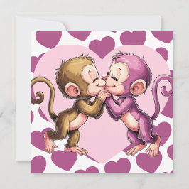 Affen Küssen Valentinstag Herz-Liebe-Karte Feiertagskarte