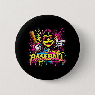 Affen Lustige Tiere Baseball Drip Kinder Jugend Ju Button