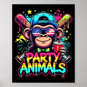 Affen Lustige Tiere Baseball Drip Kinder Jugend Ju Poster