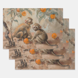 Affen - Ölgemäldepapier Geschenkpapier Set