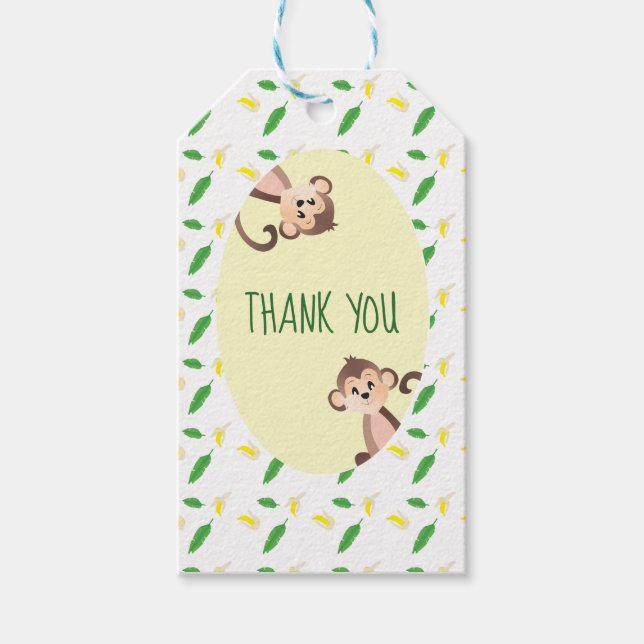 Affen Peeking Bananenschale Tropenleaf Geschenkanhänger (Vorderseite)