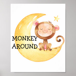 Affen-Safari-Baby-Kinderzimmer-Poster-Zitat Süß Poster