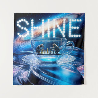Affen Schach und galaktischer Shine Wandteppich