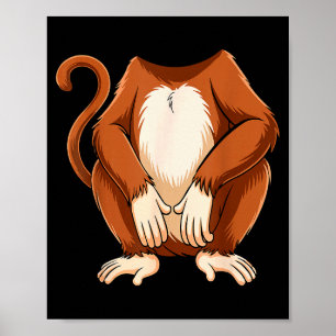 Affen-Shirt Erwachsene Kinder Männer Frauen Braun Poster
