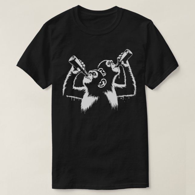 Affen trinken Bier T-Shirt (Design vorne)